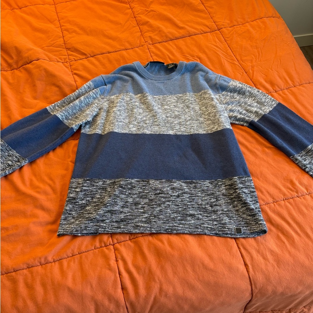 DKNY Blue and Gray Striped Sweater
